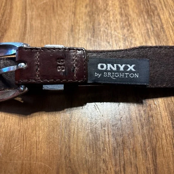 Brighton Onyx Belt Golf Western Buckle Tip Emblems VTG 1996, Size 36 - Picture 4 of 5